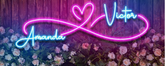 Custom line couple Name Neon with heart